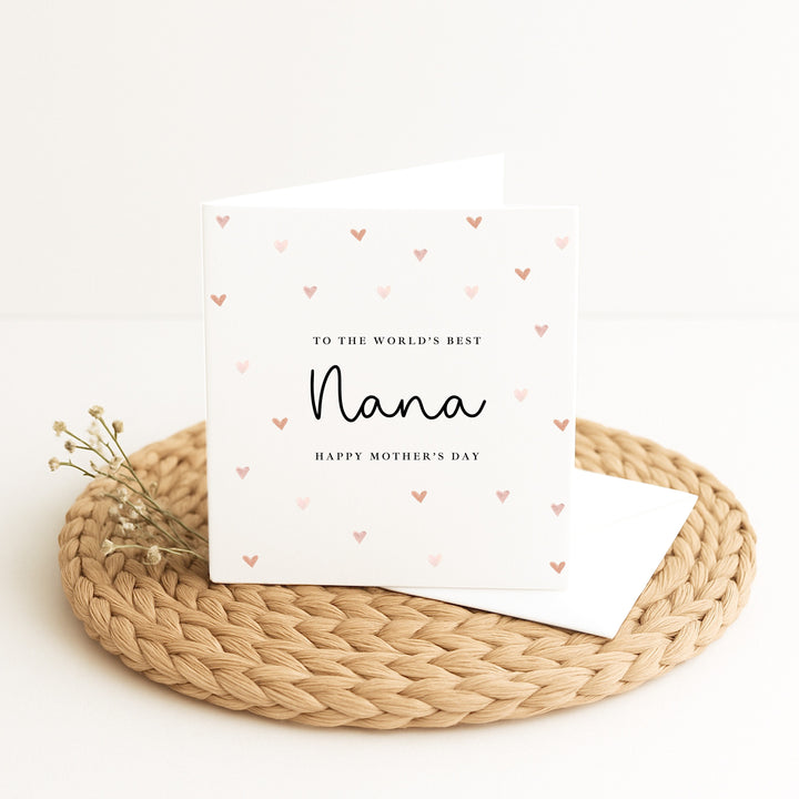 World's Best Nana Hearts Mother's Day Card