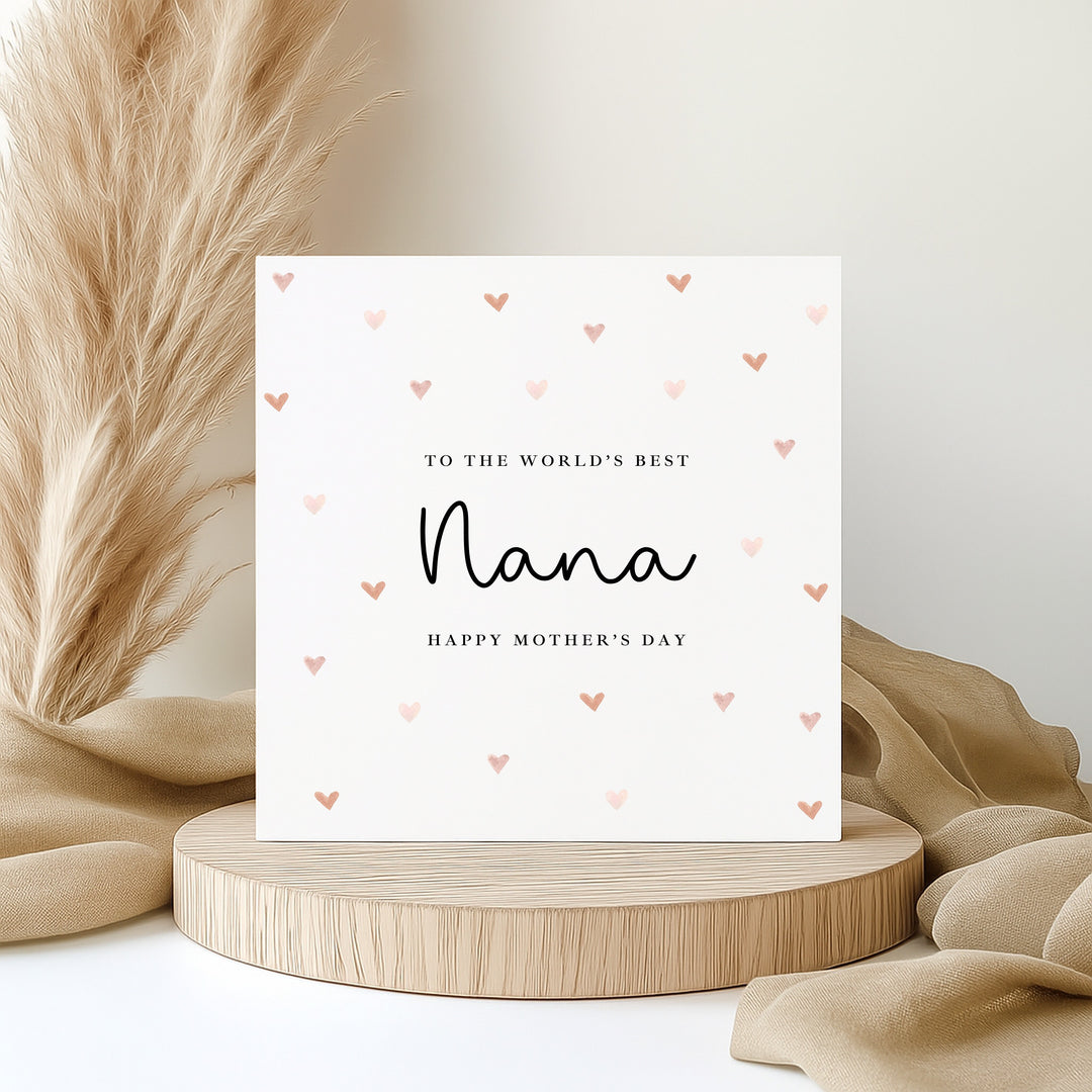 World's Best Nana Hearts Mother's Day Card