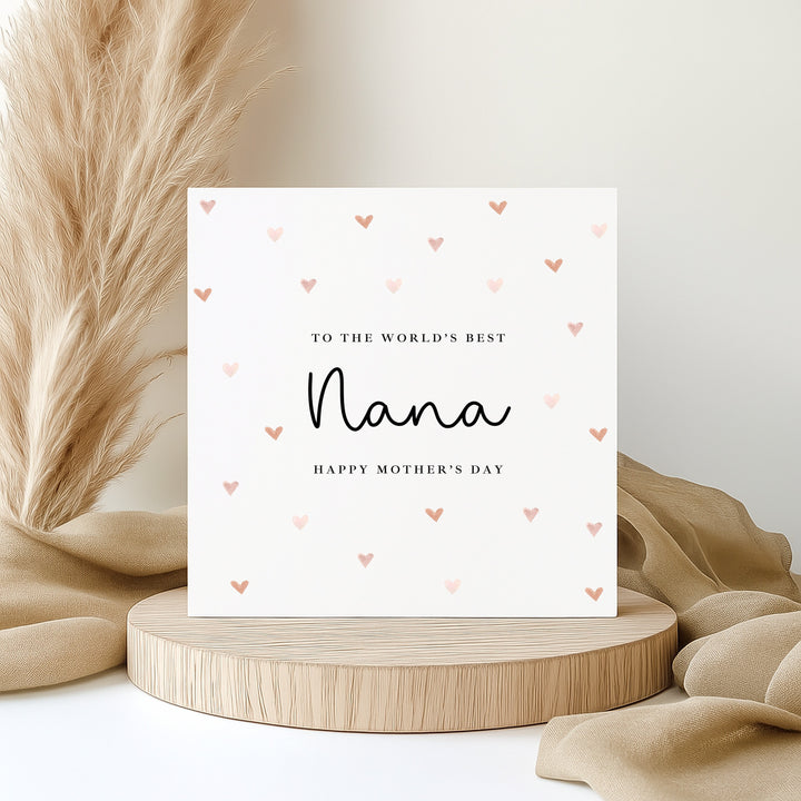 World's Best Nana Hearts Mother's Day Card