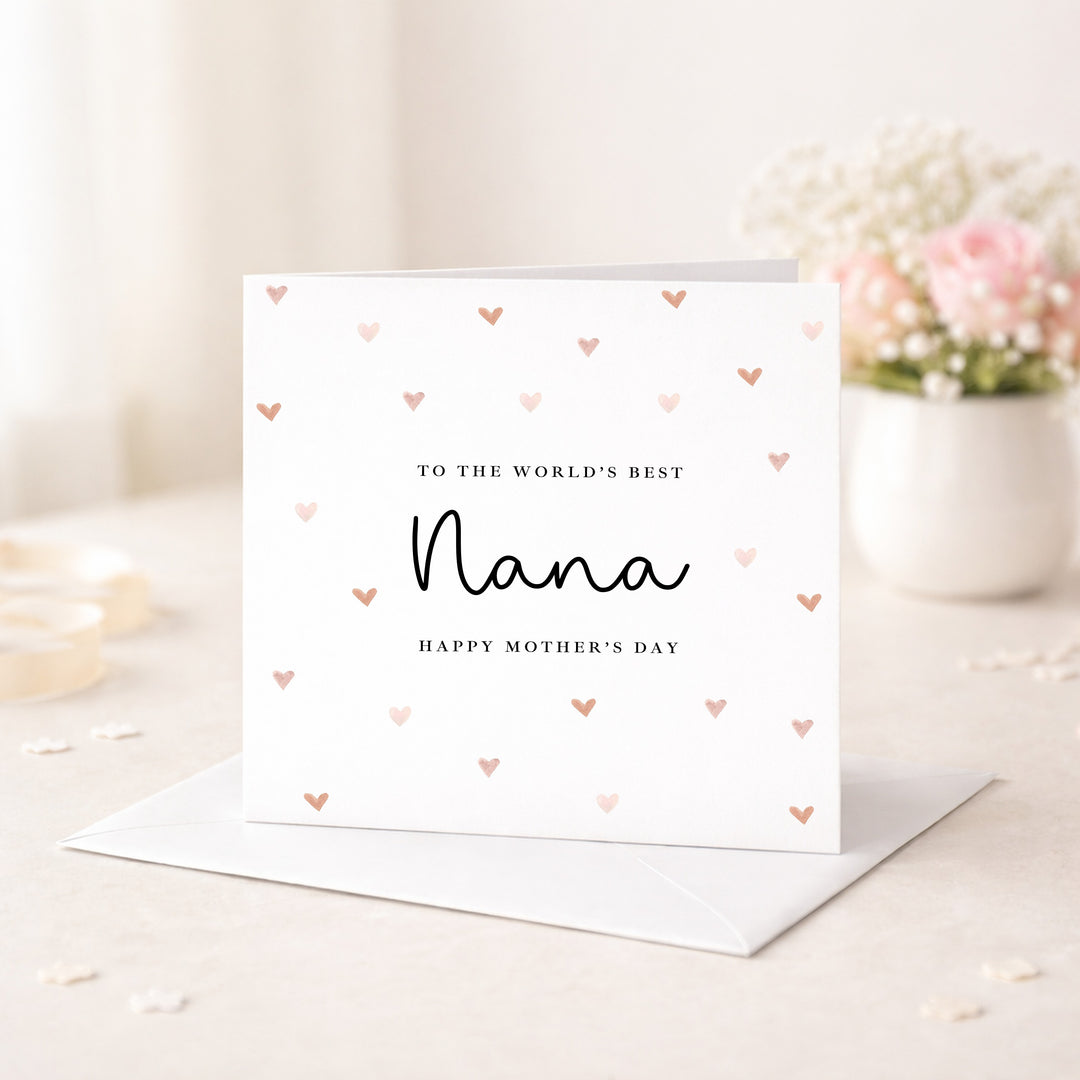 World's Best Nana Hearts Mother's Day Card