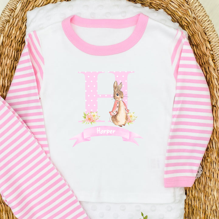 Personalised Pink Spotty Rabbit Pyjamas