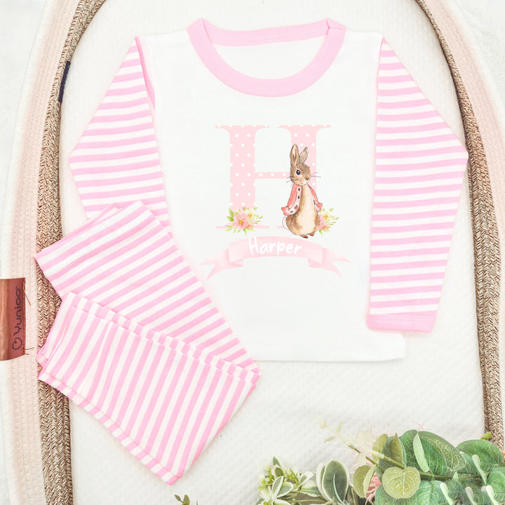 Personalised Pink Spotty Rabbit Pyjamas