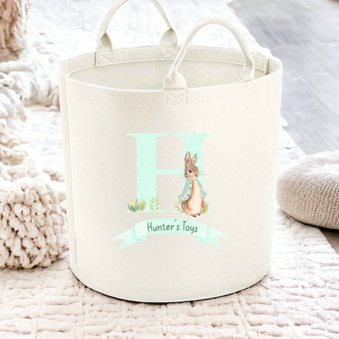 Personalised Green Spotty Initial Toy Tub