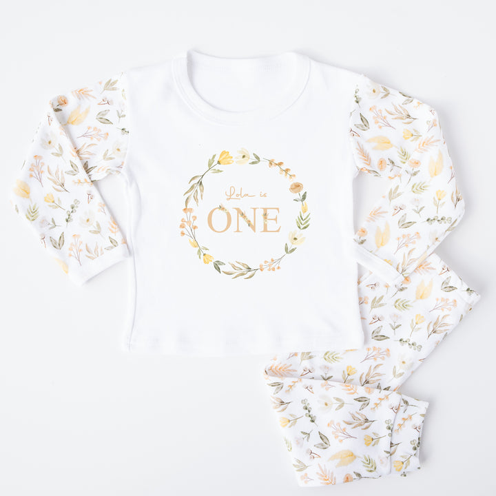 Personalised Spring Floral Wreath Birthday Pyjamas