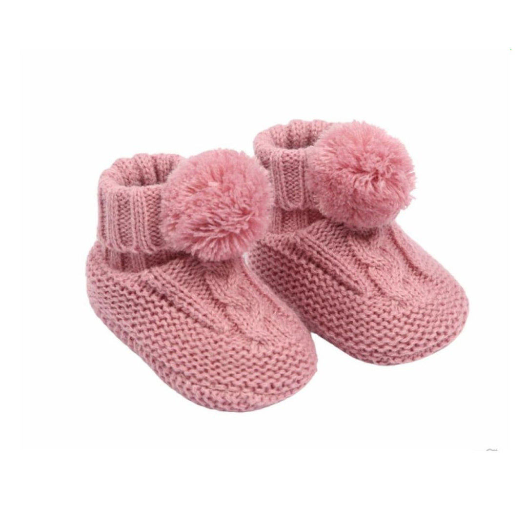 Dusky Pink Knitted Booties