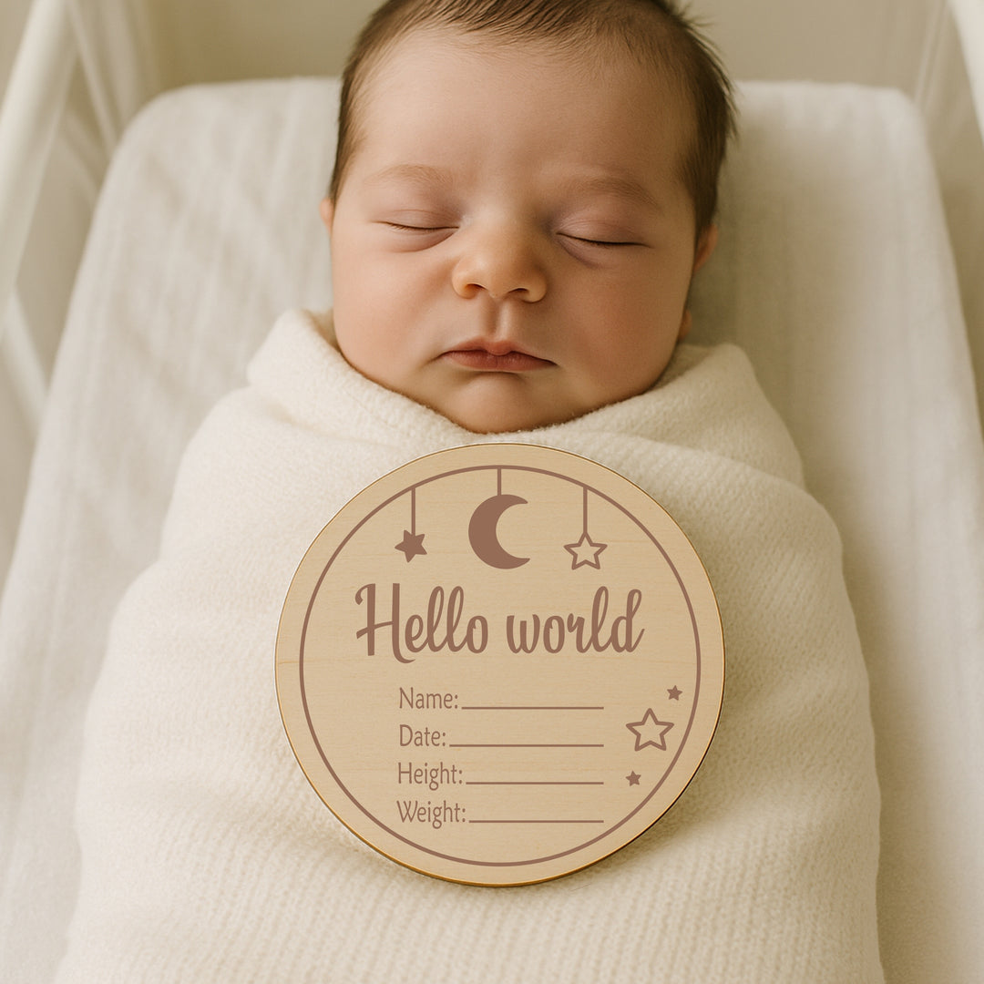 Moon and Stars Baby Milestone Wooden Plaque Set