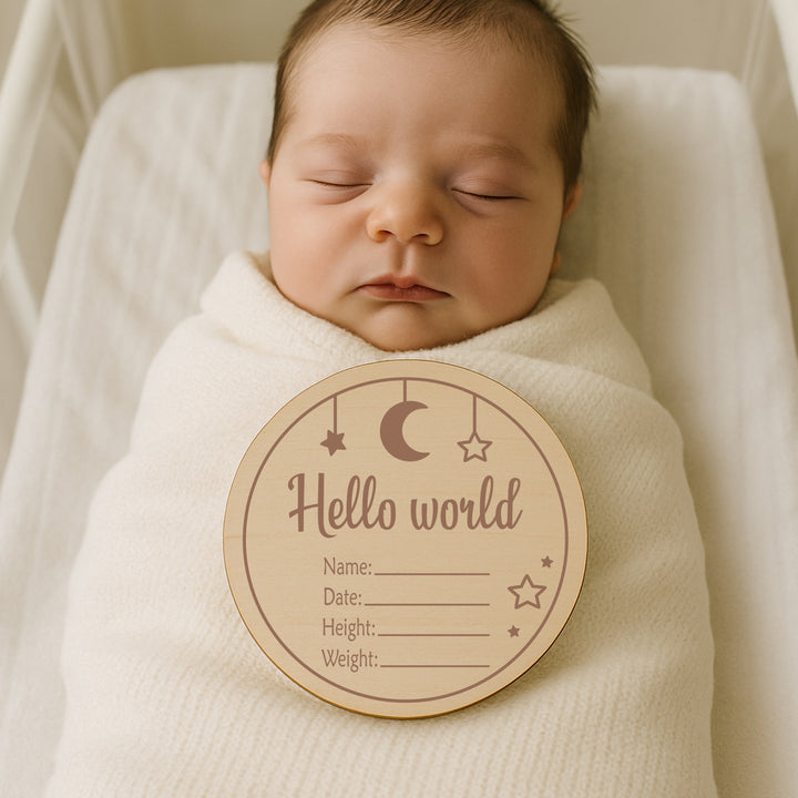 Moon and Stars Baby Milestone Wooden Plaque Set