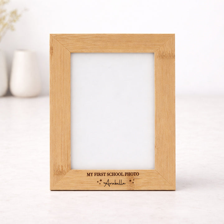 Personalised Engraved Script Stars My First School Photo Frame