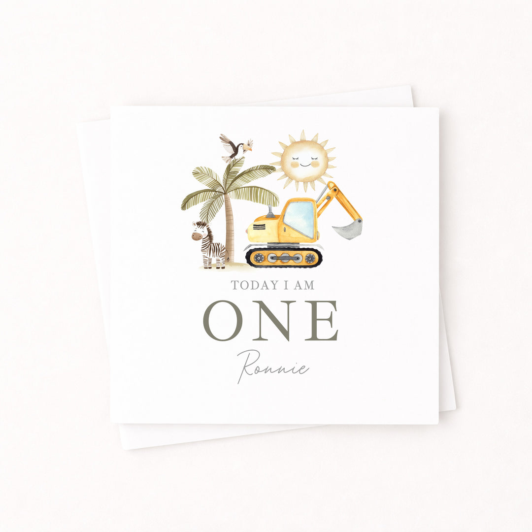 Personalised Digger It's My Birthday Card