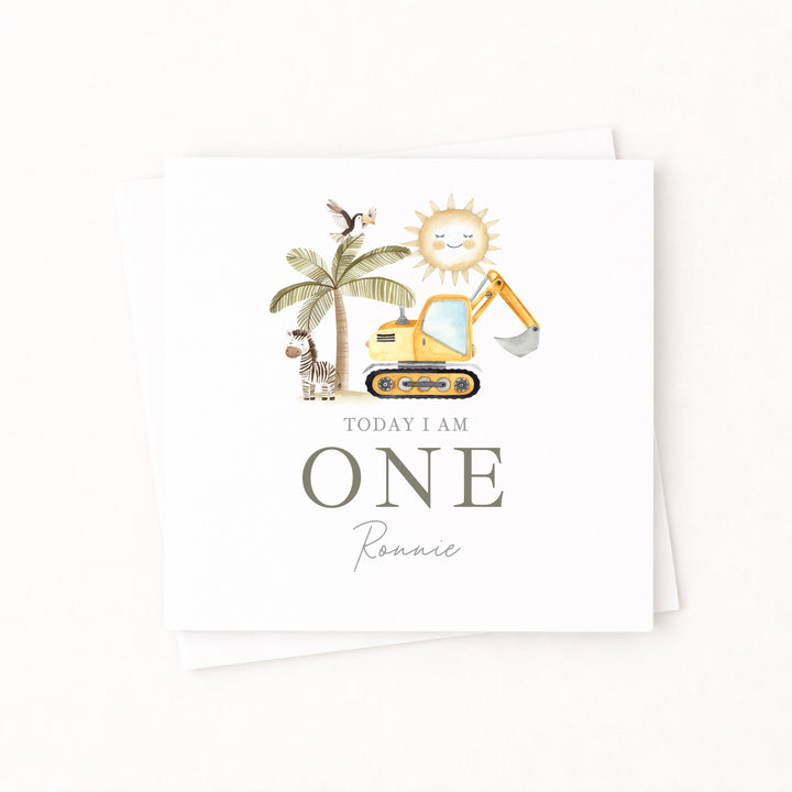 Personalised Digger It's My Birthday Card