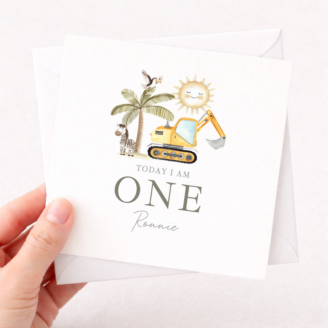 Personalised Digger It's My Birthday Card