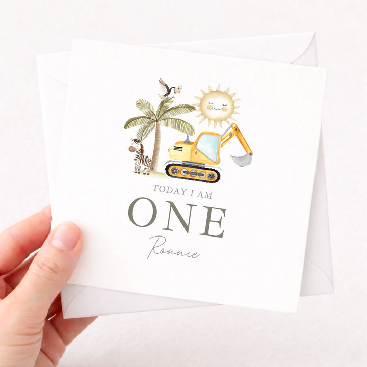 Personalised Digger It's My Birthday Card