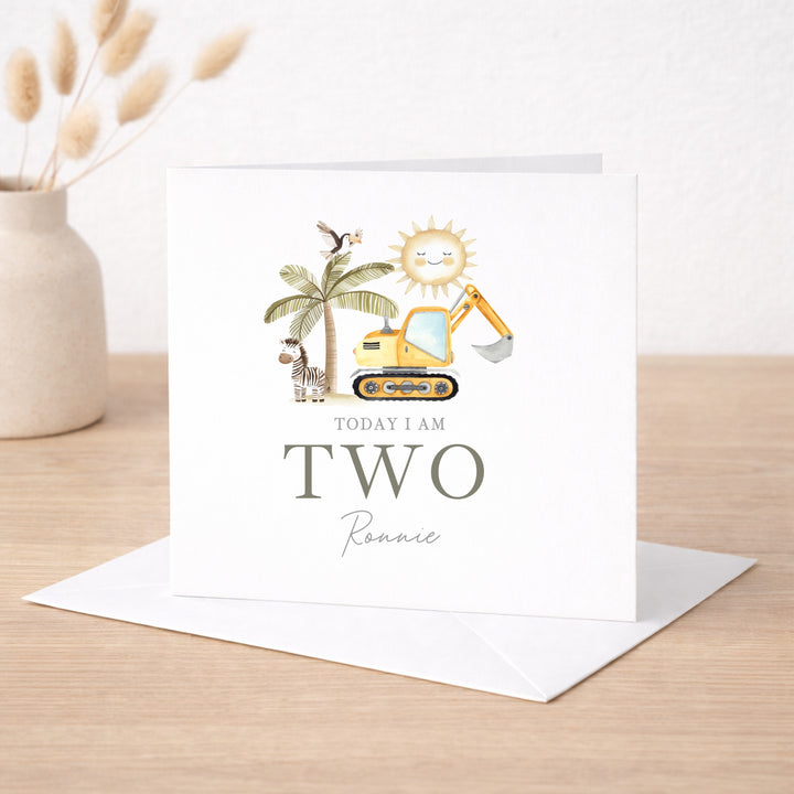 Personalised Digger It's My Birthday Card