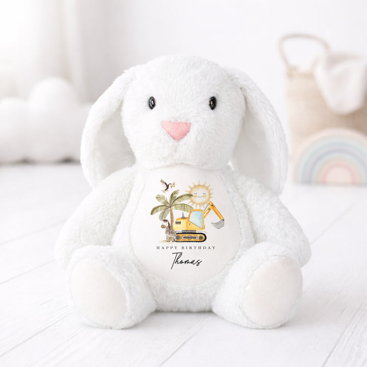 Personalised Yellow Digger Birthday Teddy