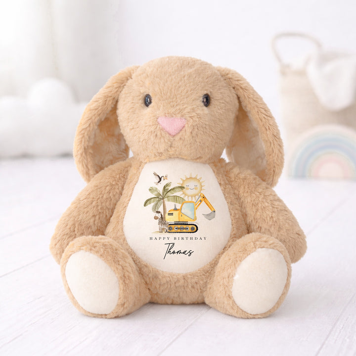 Personalised Yellow Digger Birthday Teddy