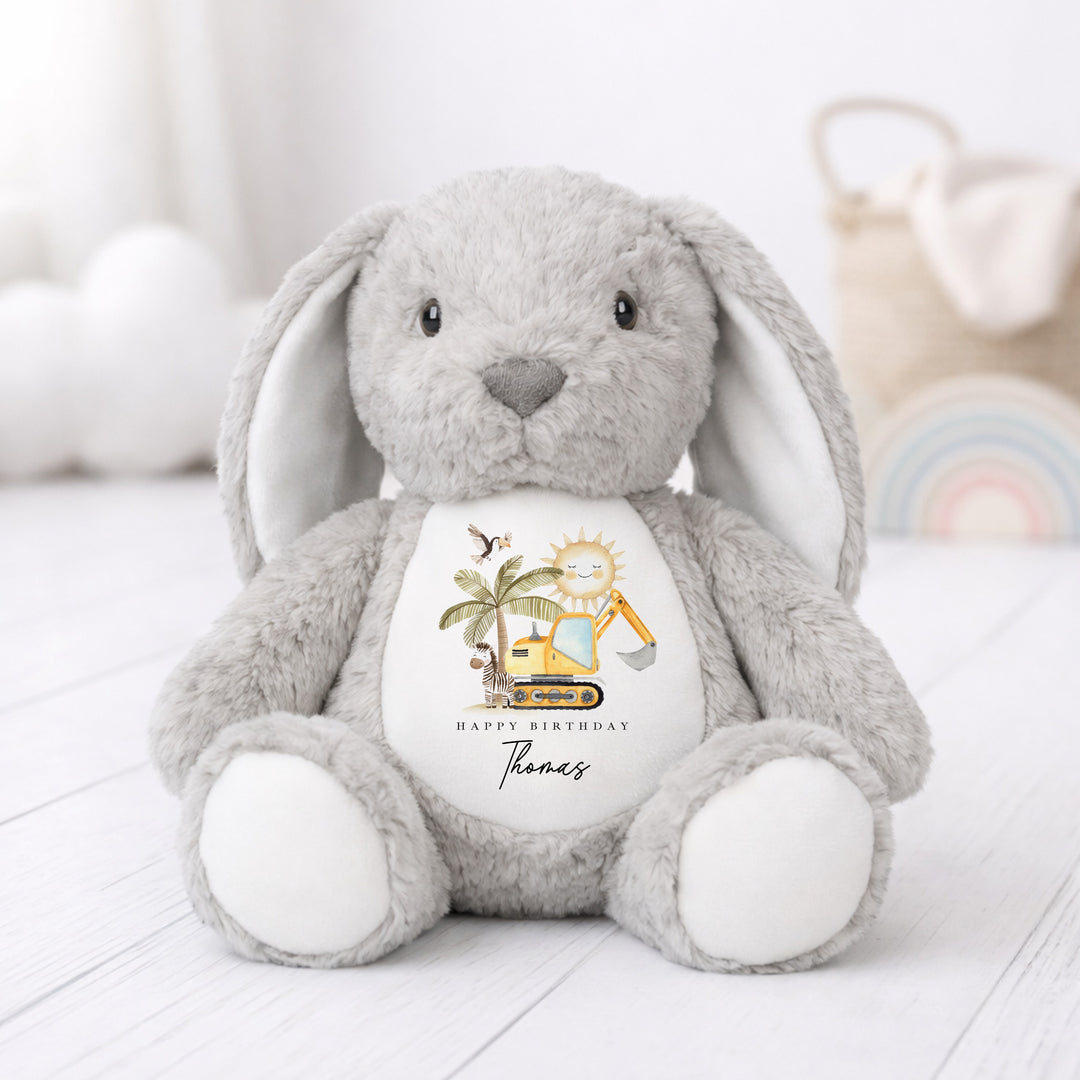 Personalised Yellow Digger Birthday Teddy
