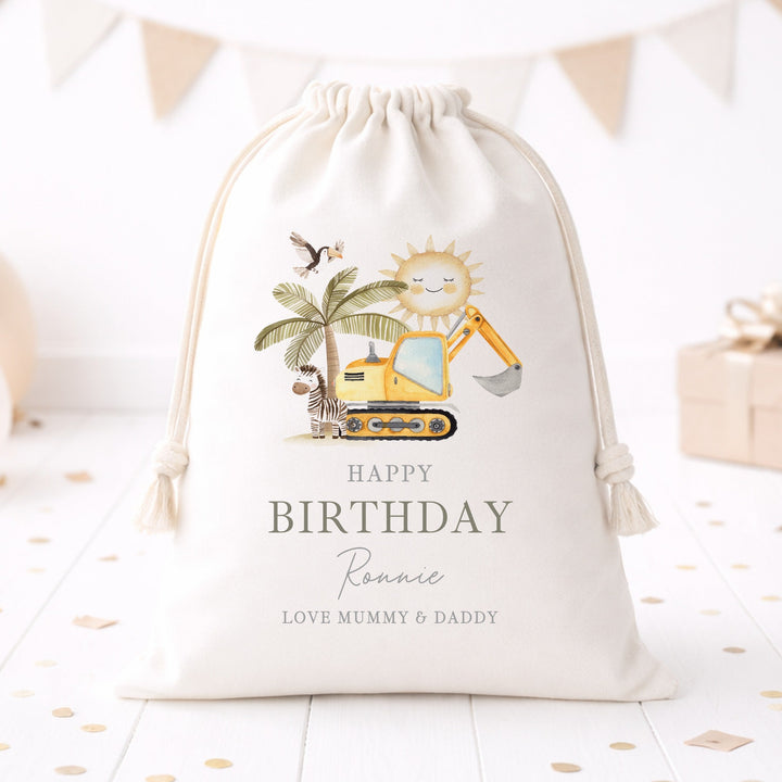 Personalised Digger Birthday Gift Sack