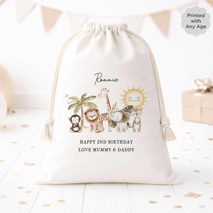 Personalised Jungle Safari Birthday Gift Sack