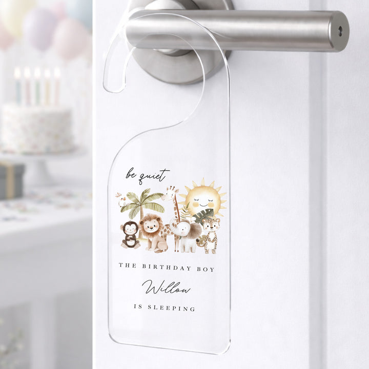 Personalised Jungle Safari The Birthday Boy/Girl Is Sleeping Door Sign