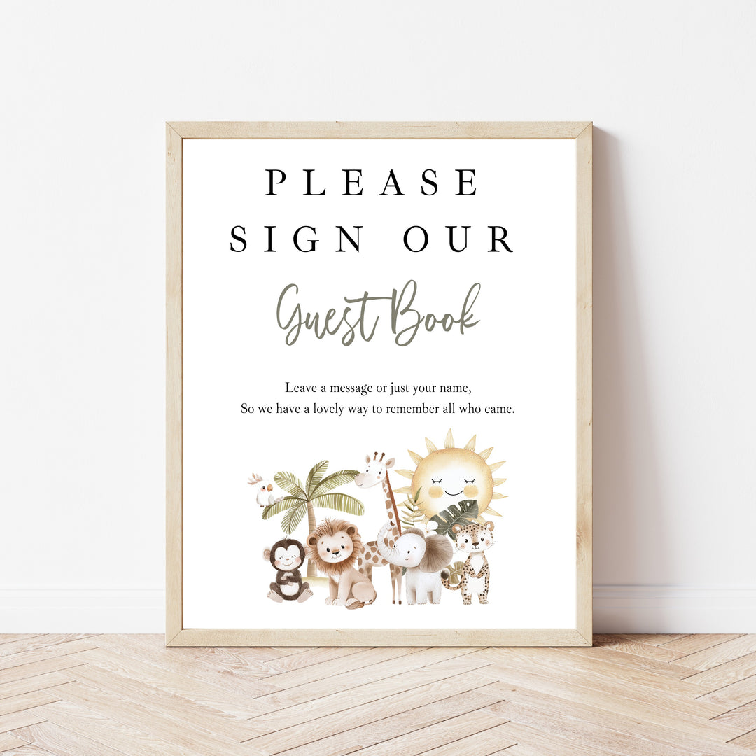 Personalised Safari Scene First Birthday Guest Book