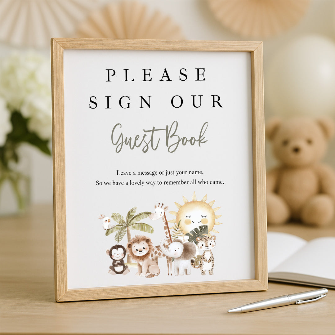 Personalised Safari Scene First Birthday Guest Book