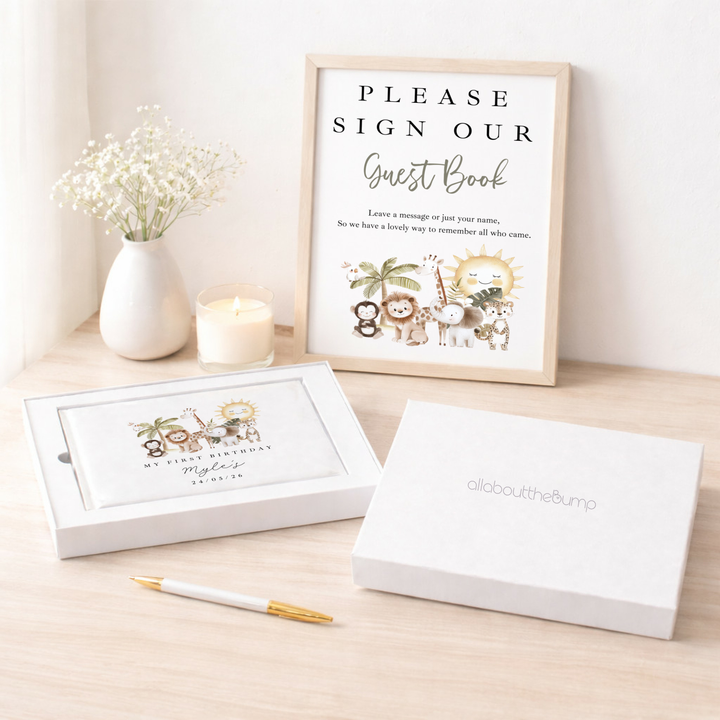 Personalised Safari Scene First Birthday Guest Book