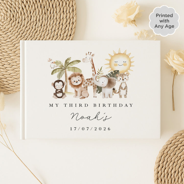 Personalised Safari Scene Any Age Birthday Guest Book