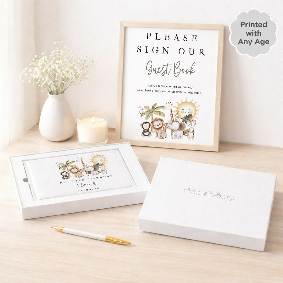 Personalised Safari Scene Any Age Birthday Guest Book