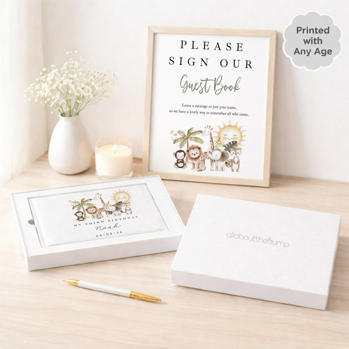 Personalised Safari Scene Any Age Birthday Guest Book