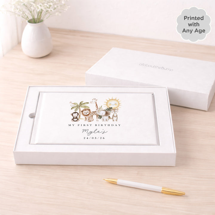 Personalised Safari Scene Any Age Birthday Guest Book