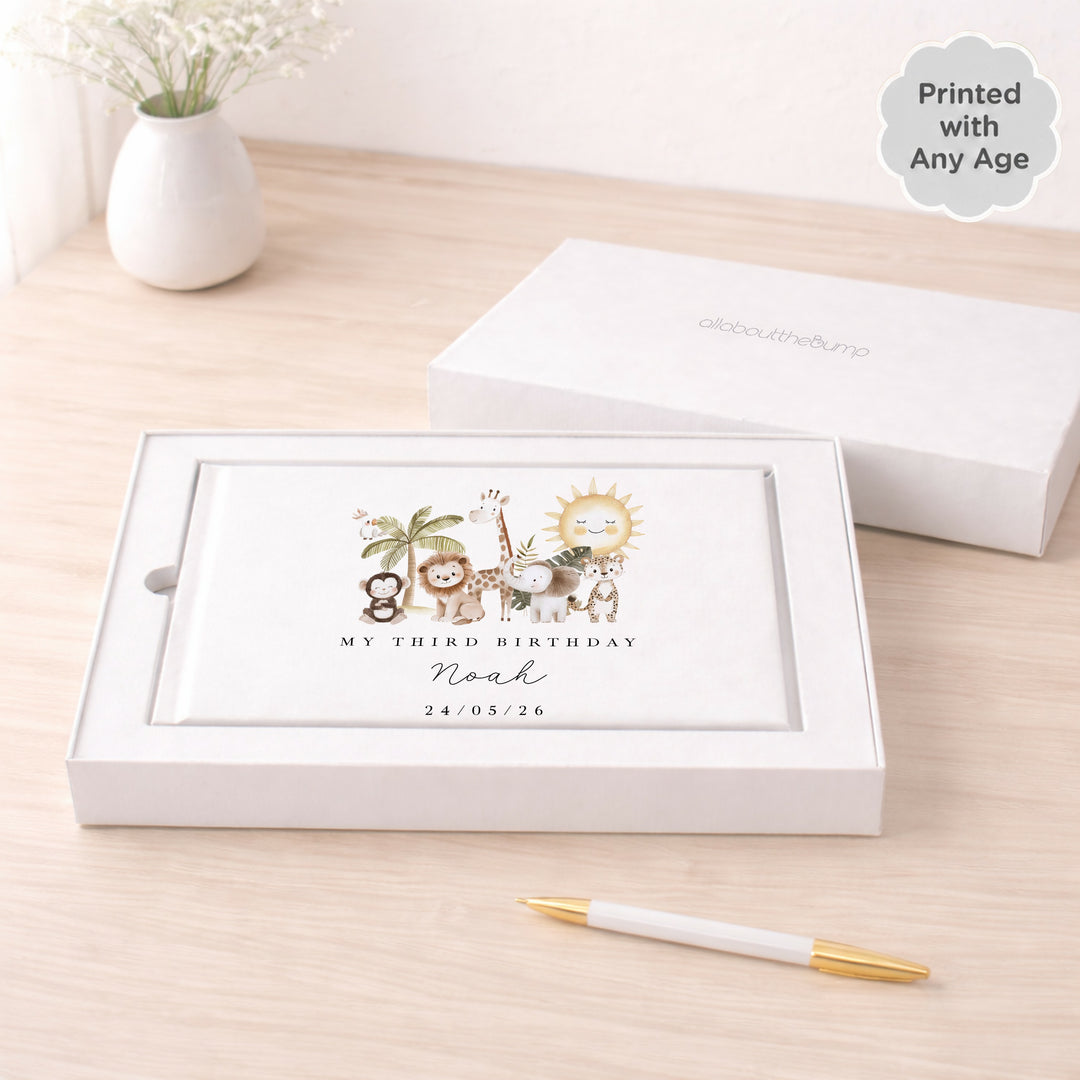 Personalised Safari Scene Any Age Birthday Guest Book