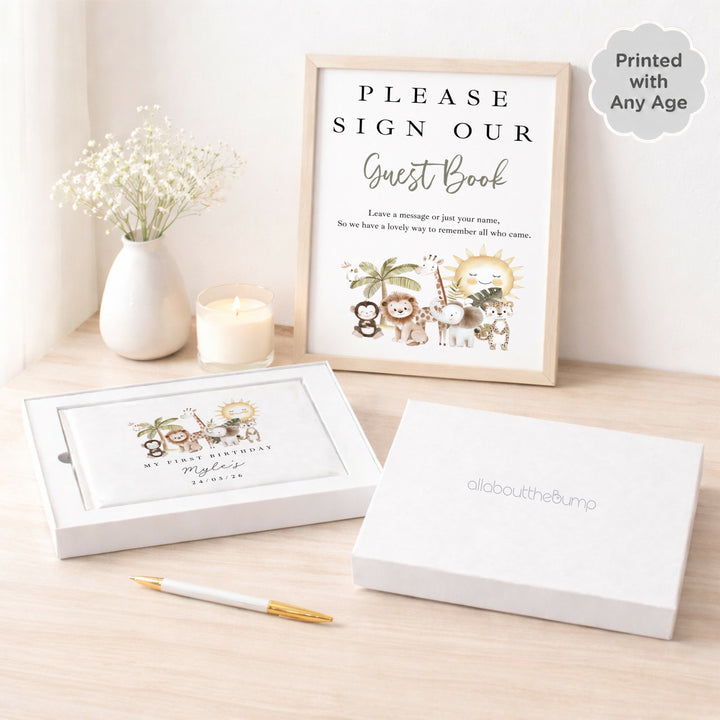 Personalised Safari Scene Any Age Birthday Guest Book