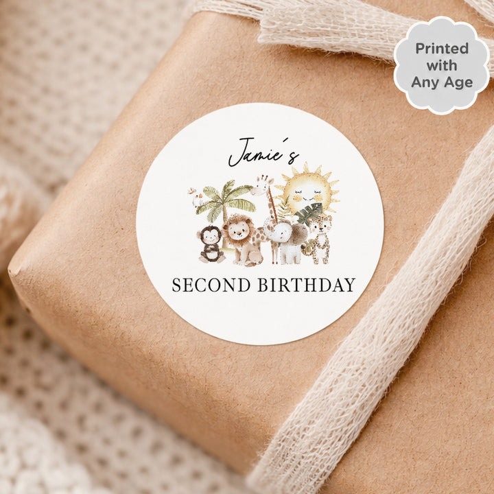 Personalised Safari Scene Birthday Stickers
