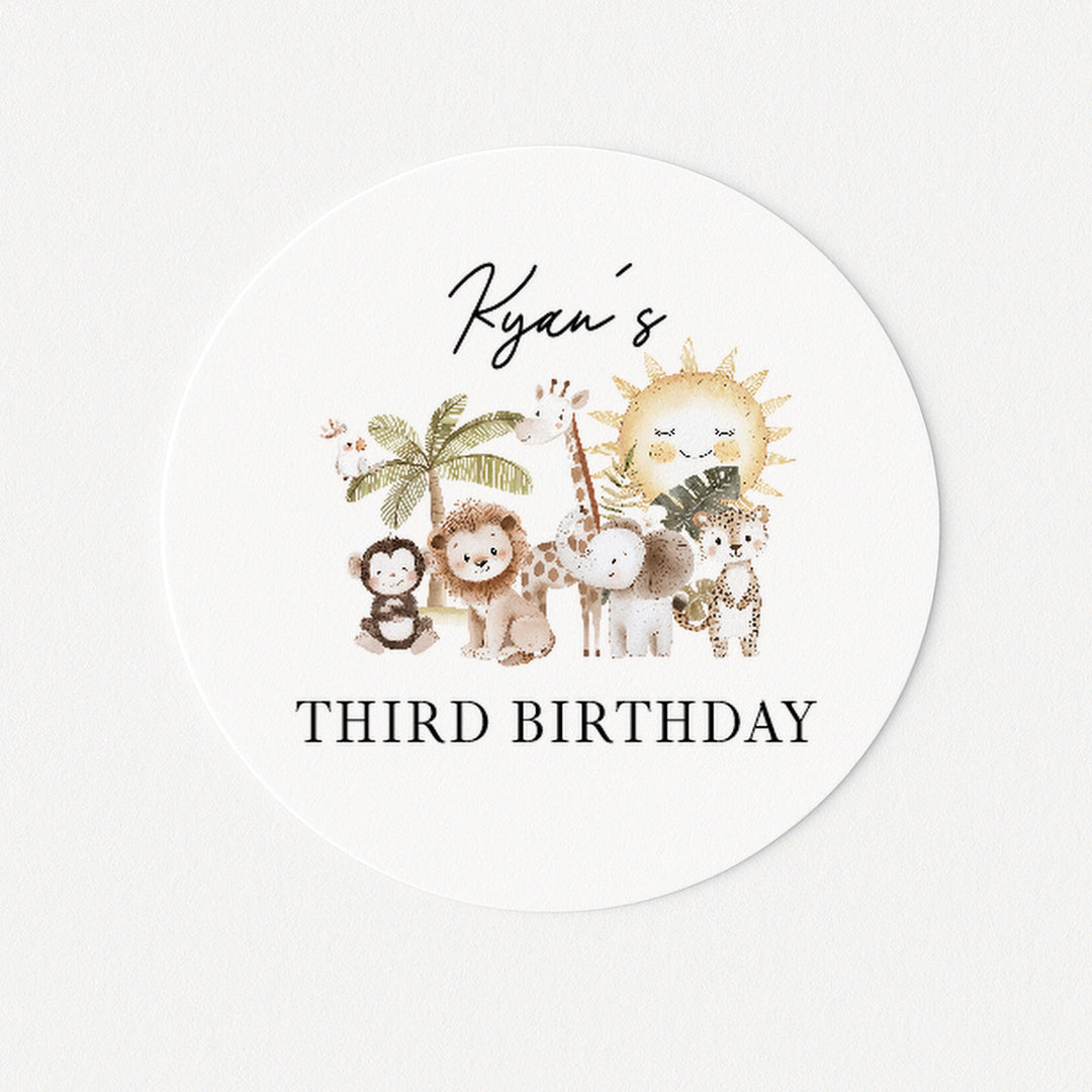 Personalised Safari Scene Birthday Stickers