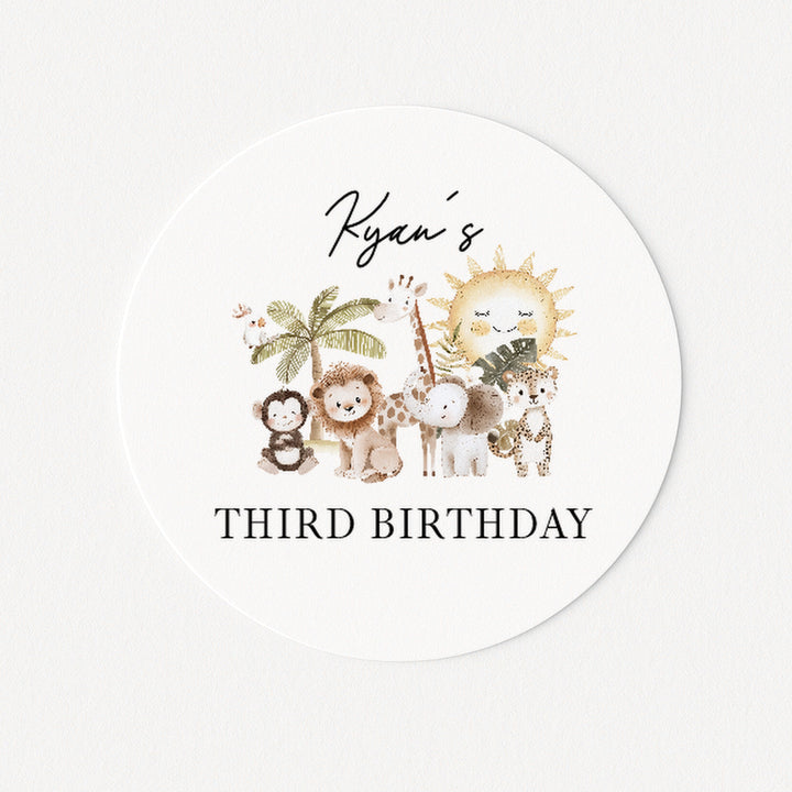 Personalised Safari Scene Birthday Stickers