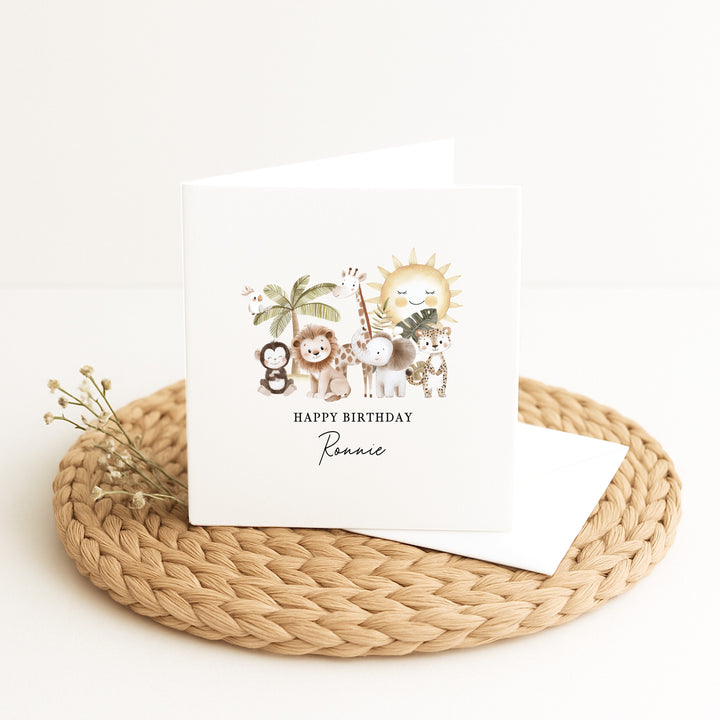Personalised Safari Scene Birthday Card