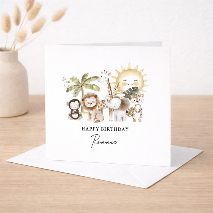 Personalised Safari Scene Birthday Card