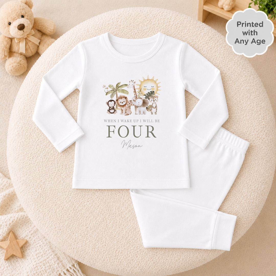 Personalised Beige Sun Safari Any Age Birthday Pyjamas