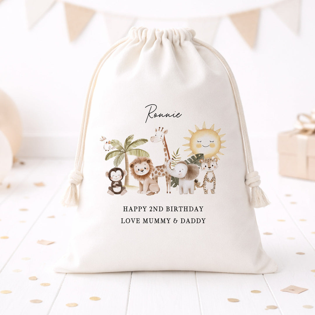 Personalised Jungle Safari Birthday Gift Sack