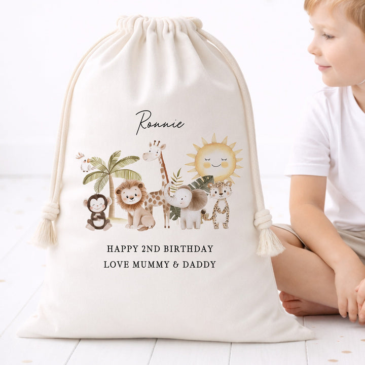 Personalised Jungle Safari Birthday Gift Sack
