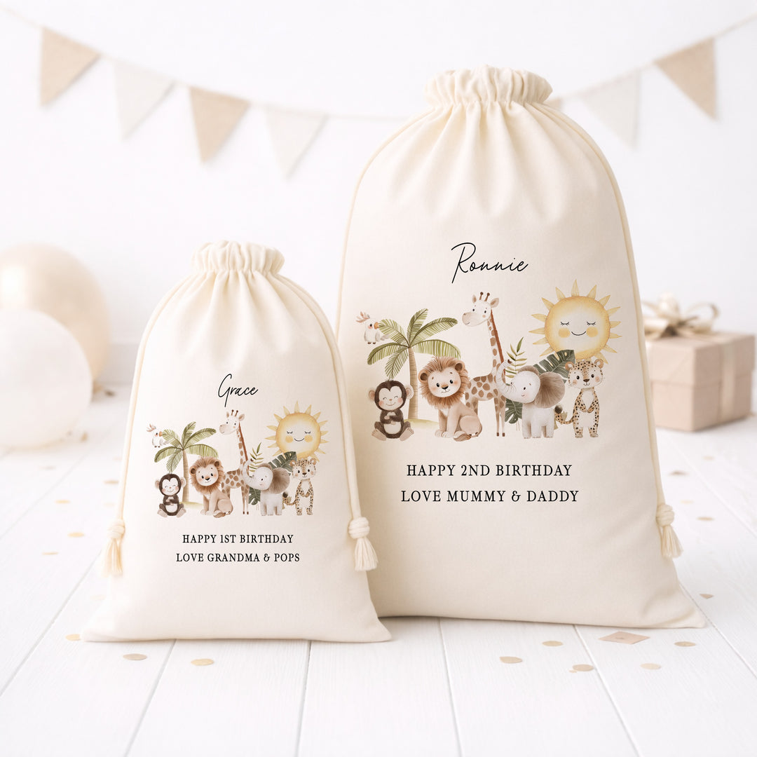 Personalised Jungle Safari Birthday Gift Sack