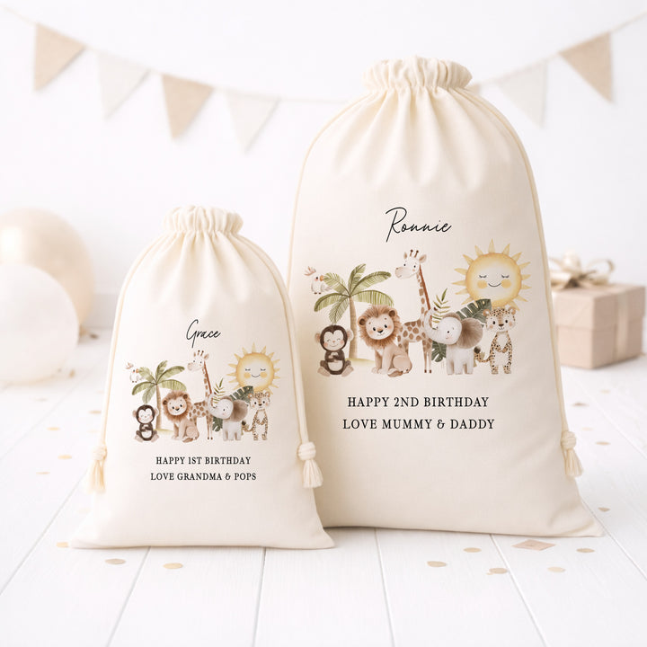 Personalised Jungle Safari Birthday Gift Sack