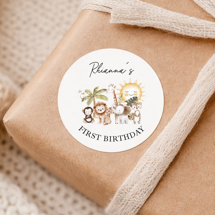 Personalised Safari Scene Birthday Stickers
