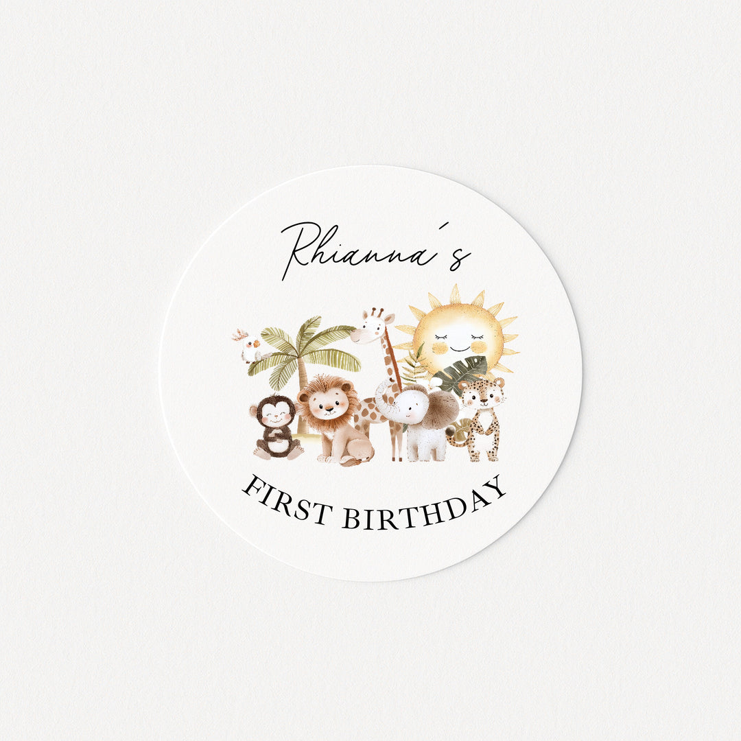 Personalised Safari Scene Birthday Stickers