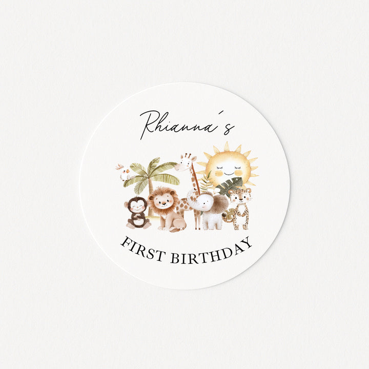 Personalised Safari Scene Birthday Stickers