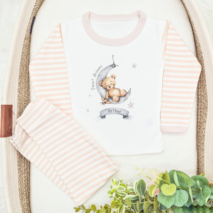 Personalised Sweet Dreams Beige/Grey Pyjamas