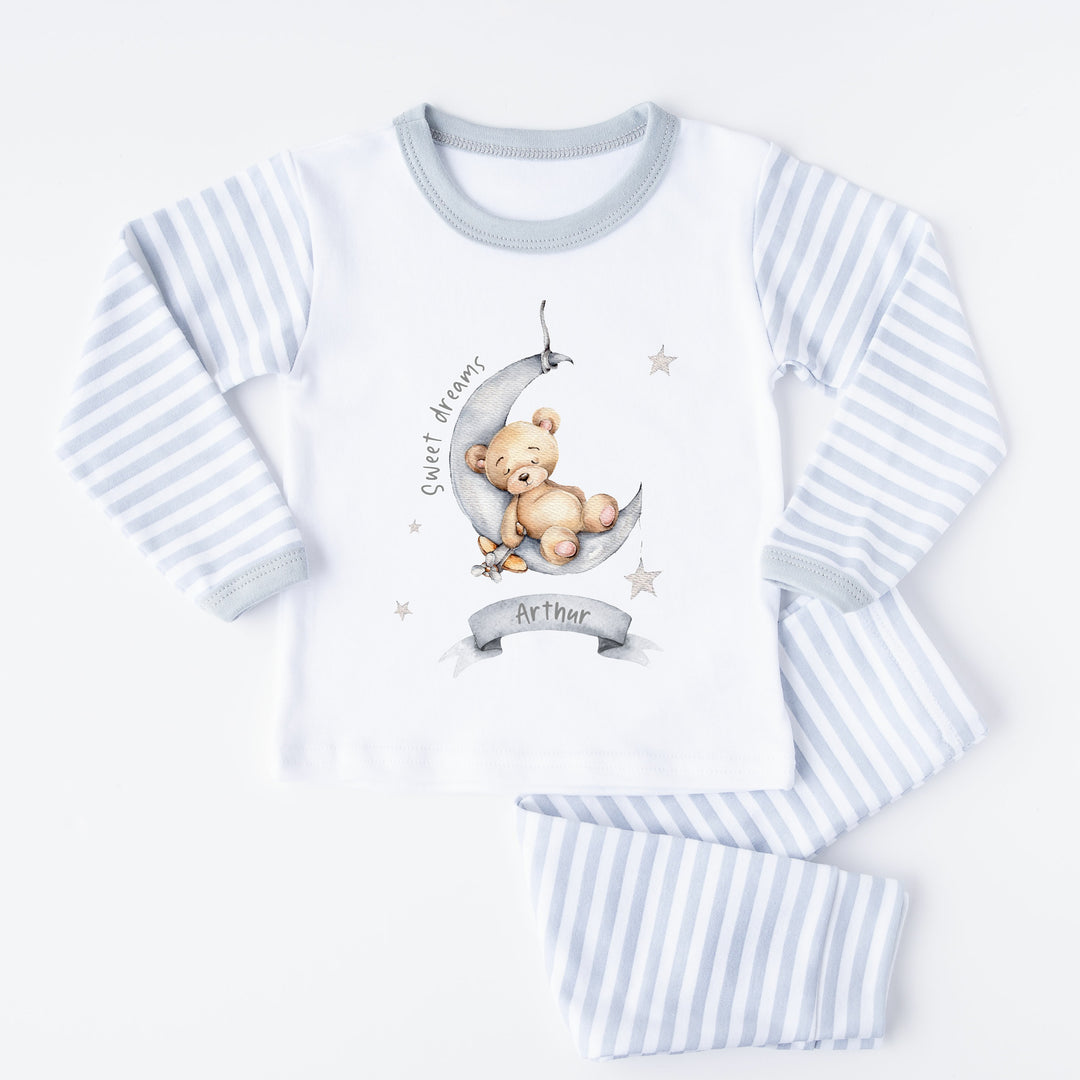 Personalised Sweet Dreams Beige/Grey Pyjamas