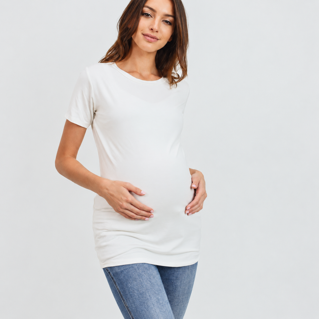 Maternity White Crew Neck T-Shirt