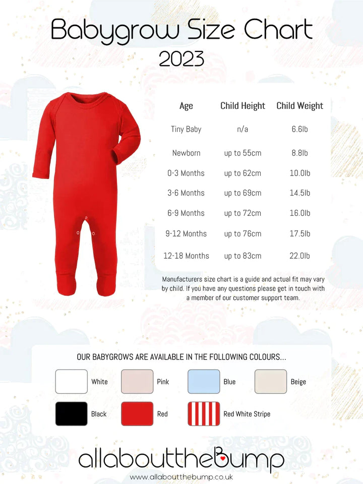 Personalised Name With Santa Hat Red Baby Grow