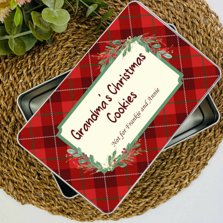 Personalised Tartan Christmas Cookie Tin